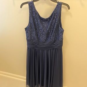 Navy Blue Dress with Sparkly Lace Bodice. Women’s Size 14